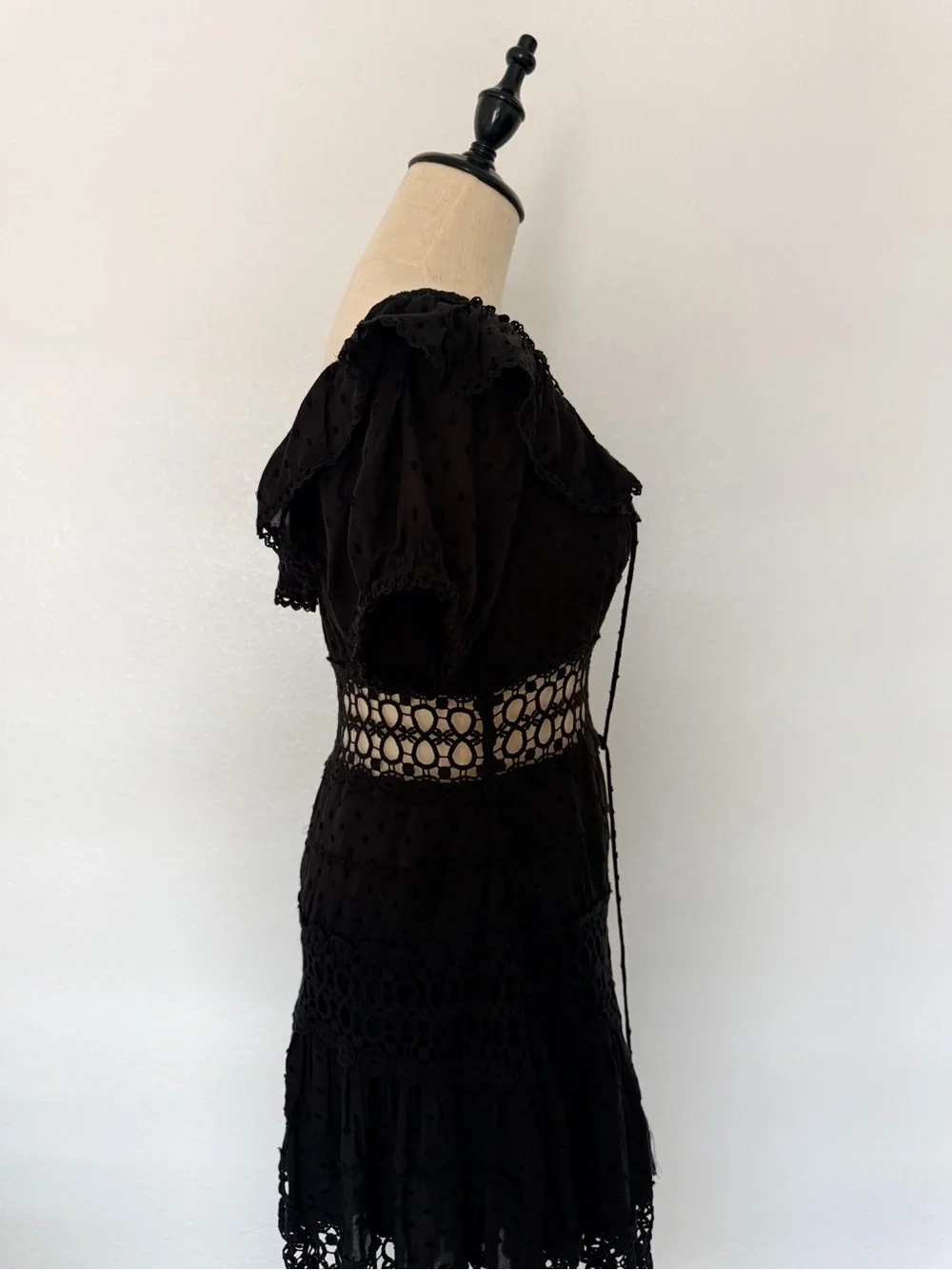 Free People Black Mini Dress with Crochet Detail